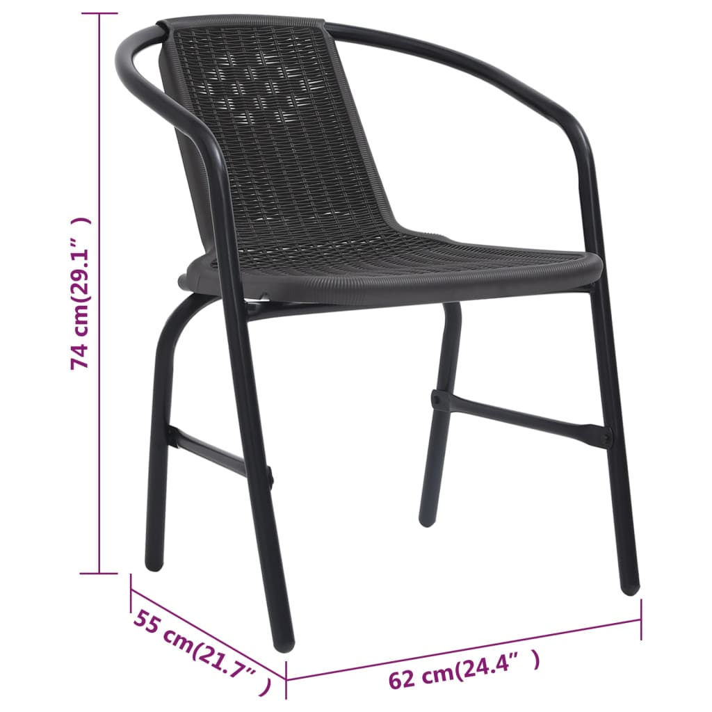 vidaXL Gartenstühle 4 Stk. Rattan-Optik Kunststoff und Stahl 110 kg