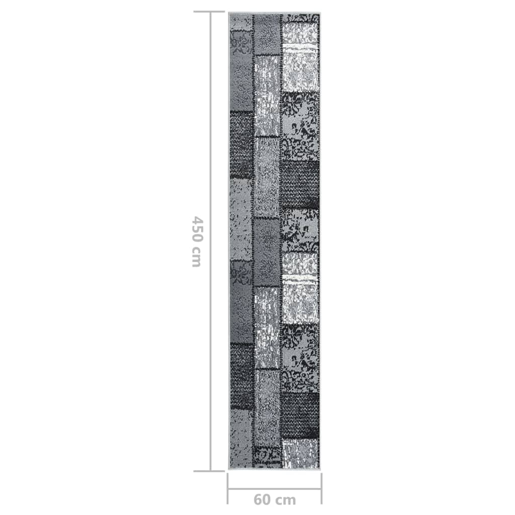 vidaXL Teppichläufer BCF Grau mit Blockmuster 60x450 cm