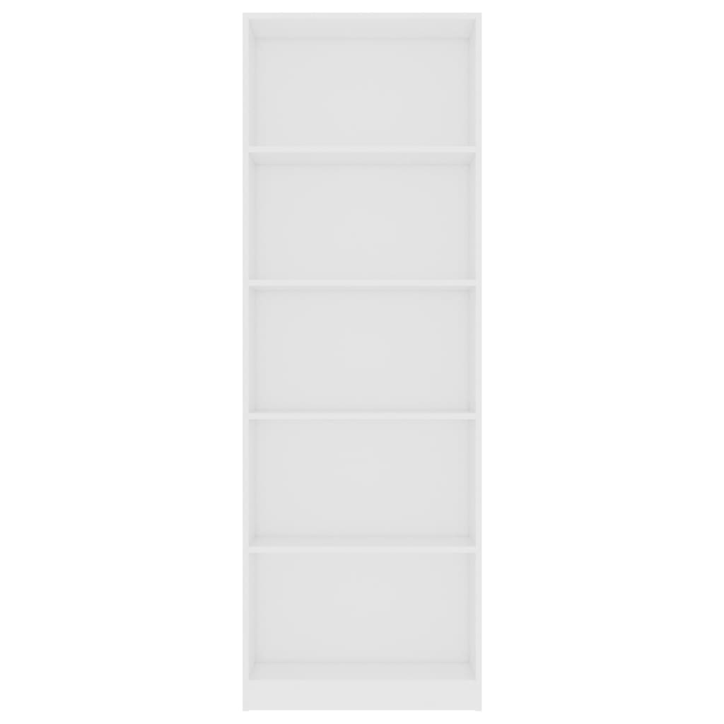 vidaXL Bücherregal 5 Fächer Weiß 60x24x175 cm Holzwerkstoff