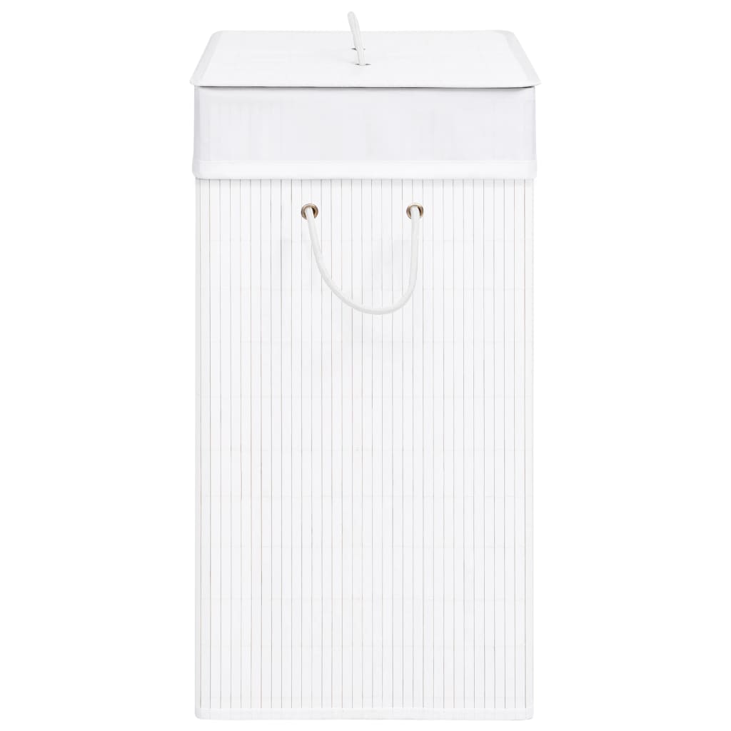 vidaXL Bambus-Wäschekorb mit 2 Fächern Weiß 100 L