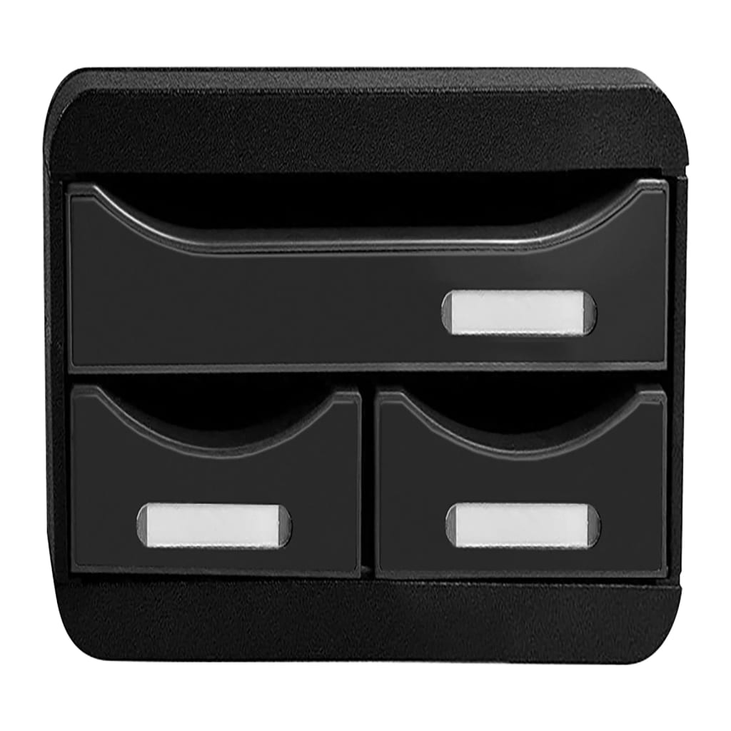 Exacompta Small-Box Schubladenbox Black mit 3 Laden Glänzend