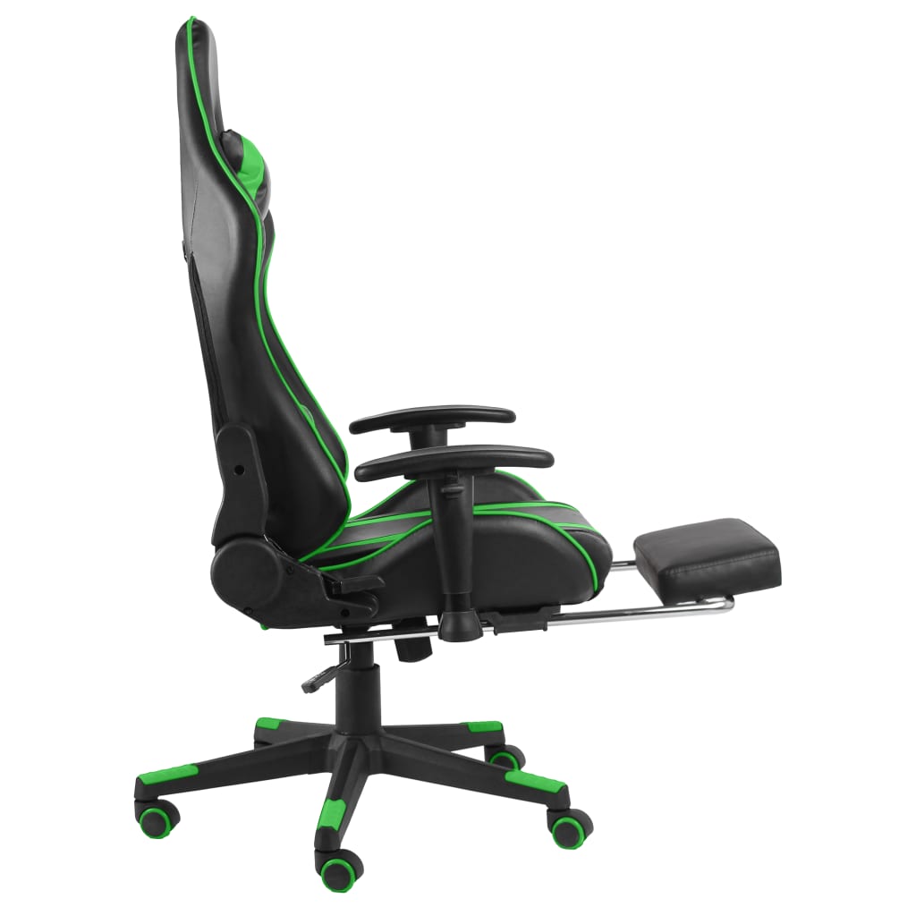 vidaXL Gaming-Stuhl mit Fußstütze Drehbar Grün PVC