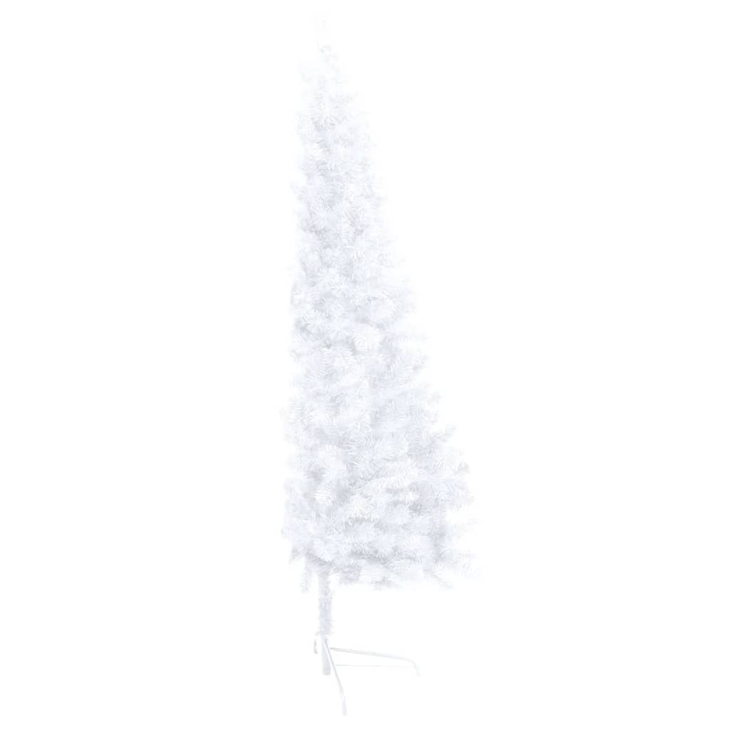 vidaXL Künstlicher Halb-Weihnachtsbaum Beleuchtung Kugeln Weiß 210 cm