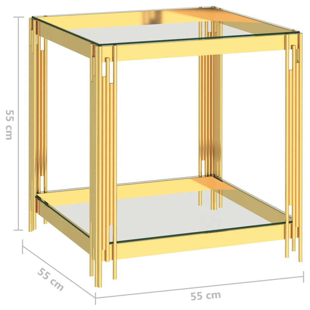 vidaXL Couchtisch Golden 55x55x55 cm Edelstahl und Glas