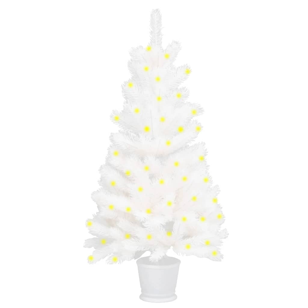 vidaXL Künstlicher Weihnachtsbaum mit Beleuchtung Weiß 90 cm