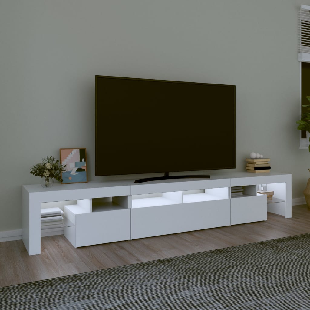 vidaXL TV-Schrank mit LED-Leuchten Weiß 230x36,5x40 cm