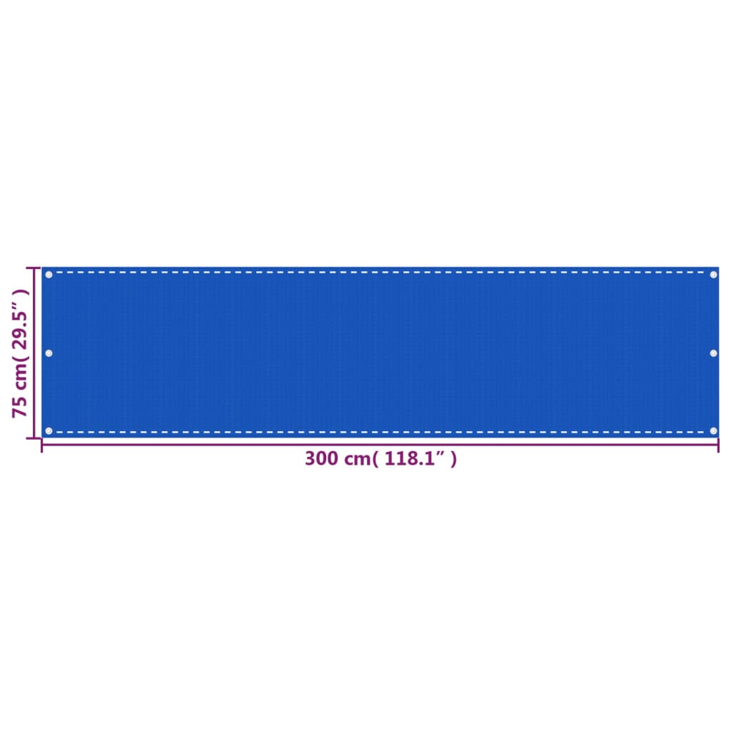 vidaXL Balkon-Sichtschutz Blau 75x300 cm HDPE