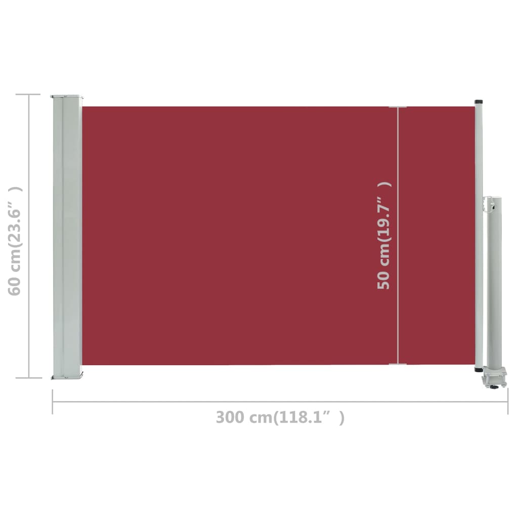 vidaXL Ausziehbare Seitenmarkise 60×300 cm Rot