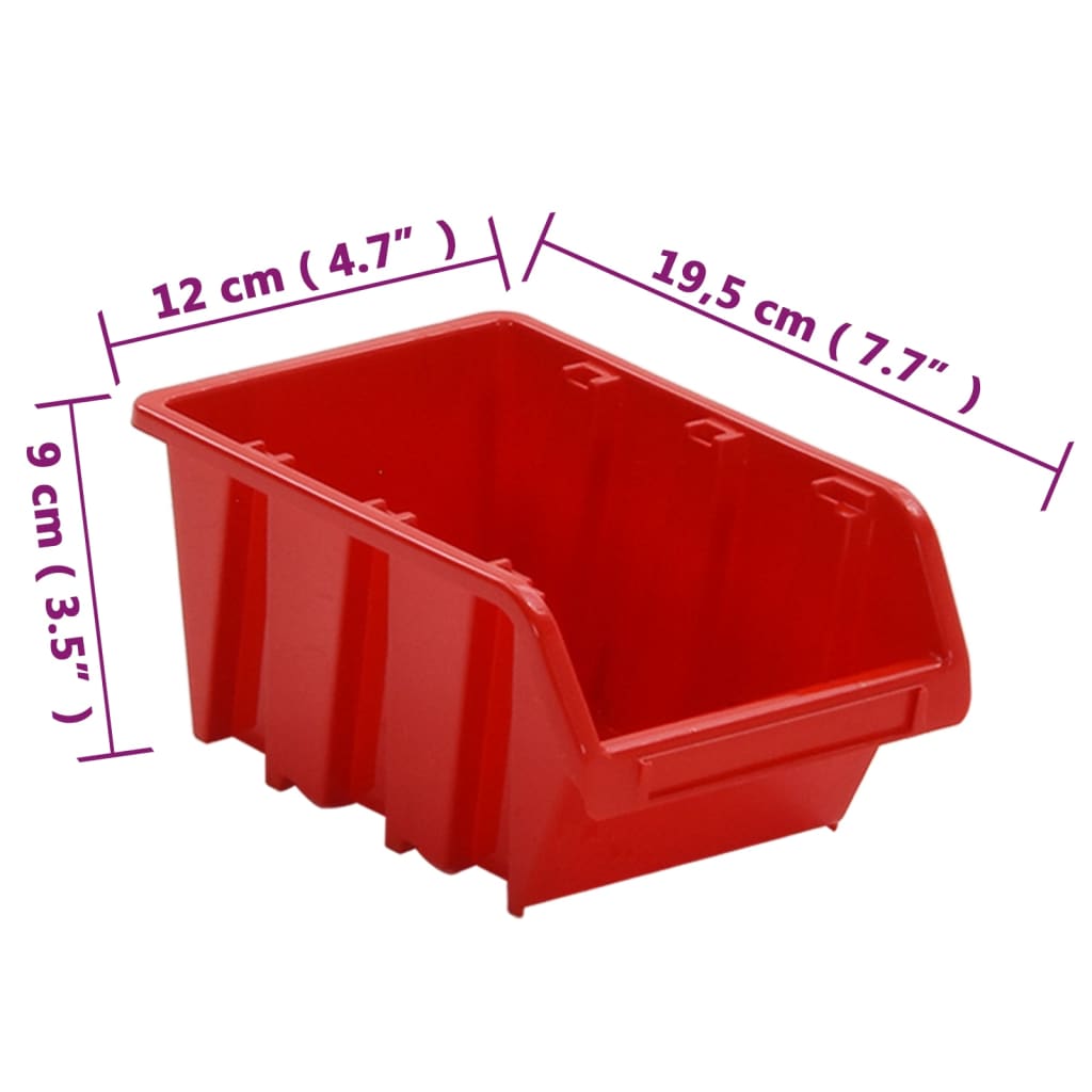 vidaXL 26-tlg Stapelboxen-Wandregal Rot & Schwarz 77x39cm Polypropylen