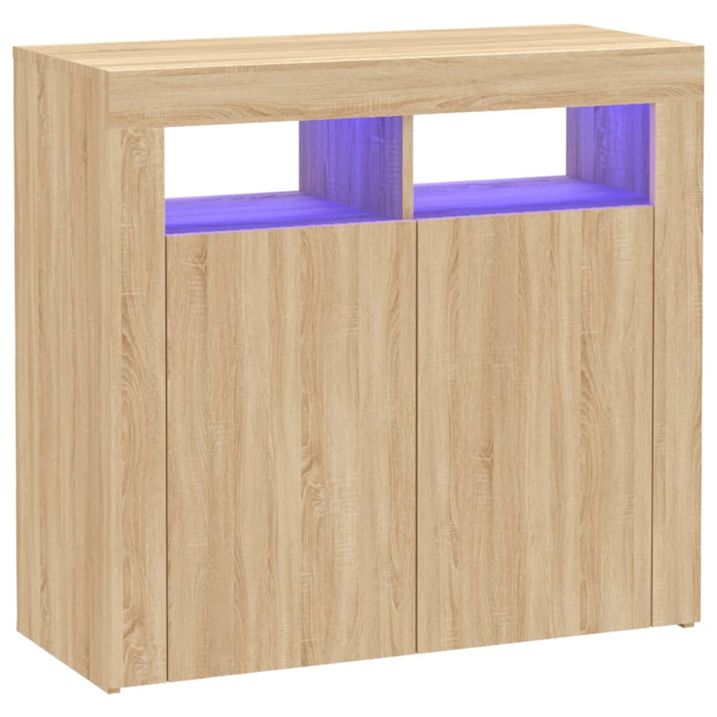 vidaXL Sideboard mit LED-Leuchten Sonoma-Eiche 80x35x75 cm