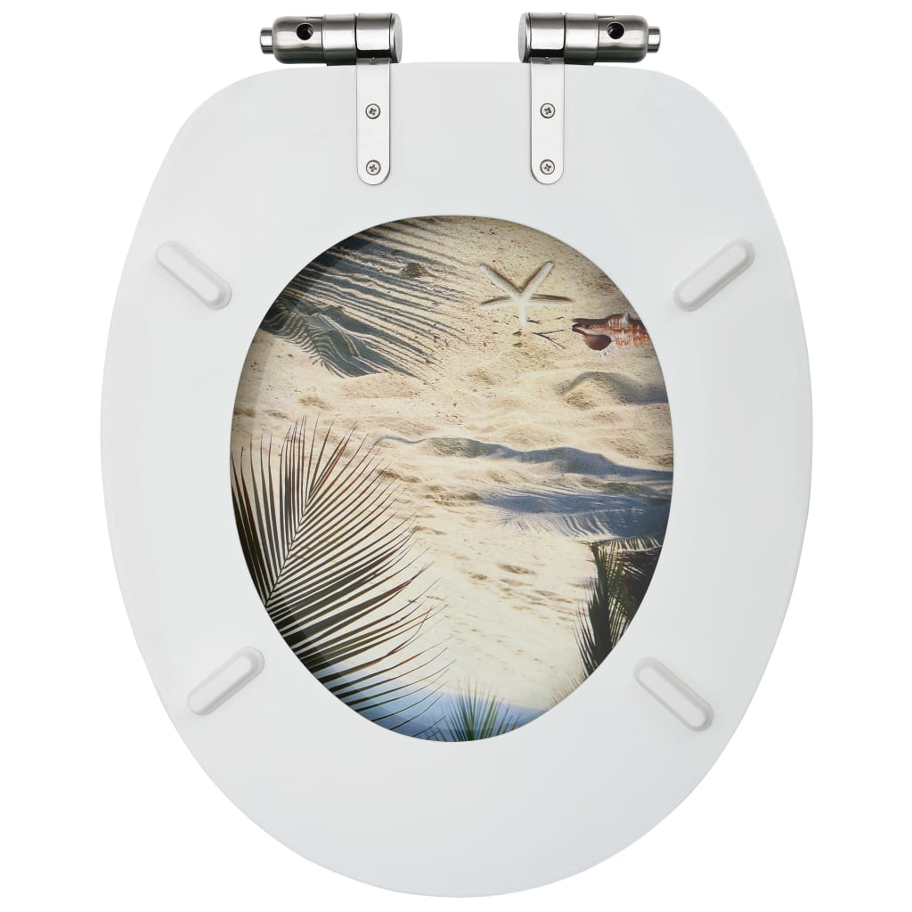 vidaXL Toilettensitz mit Soft-Close-Deckel MDF Strand-Design