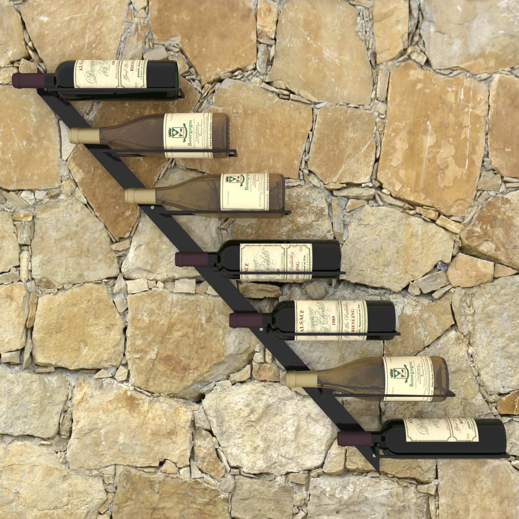 vidaXL Wand-Weinregal für 7 Flaschen Schwarz Metall