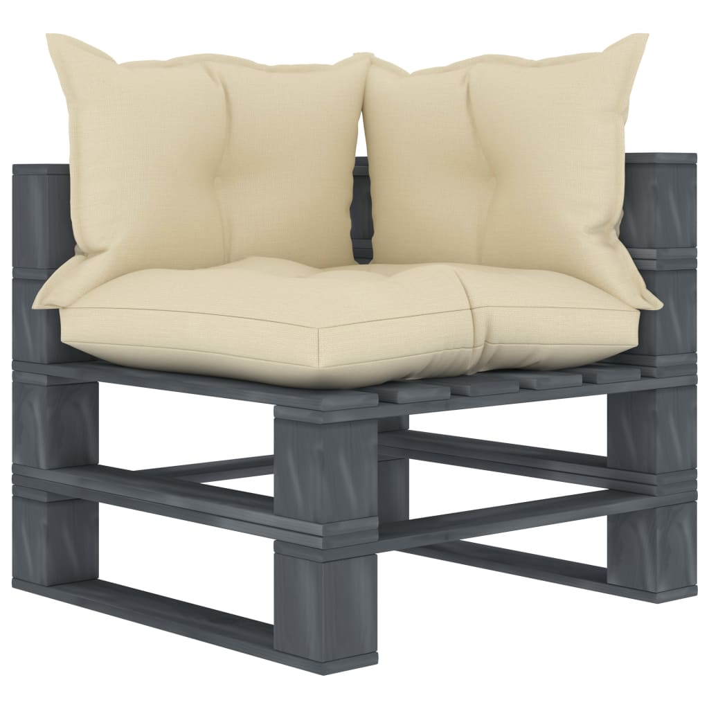 vidaXL Garten-Palettensofa 3-Sitzer mit Kissen in Creme Holz