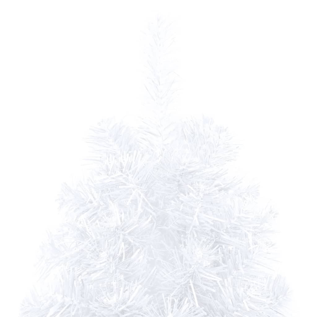 vidaXL Künstlicher Halb-Weihnachtsbaum Beleuchtung Kugeln Weiß 180 cm