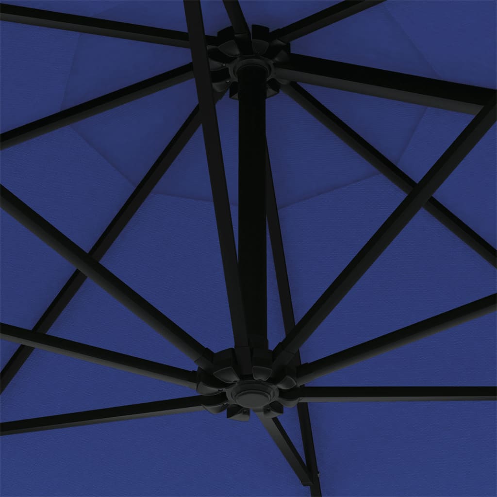 vidaXL Sonnenschirm Wandmontage mit Metallmast 300 cm Blau