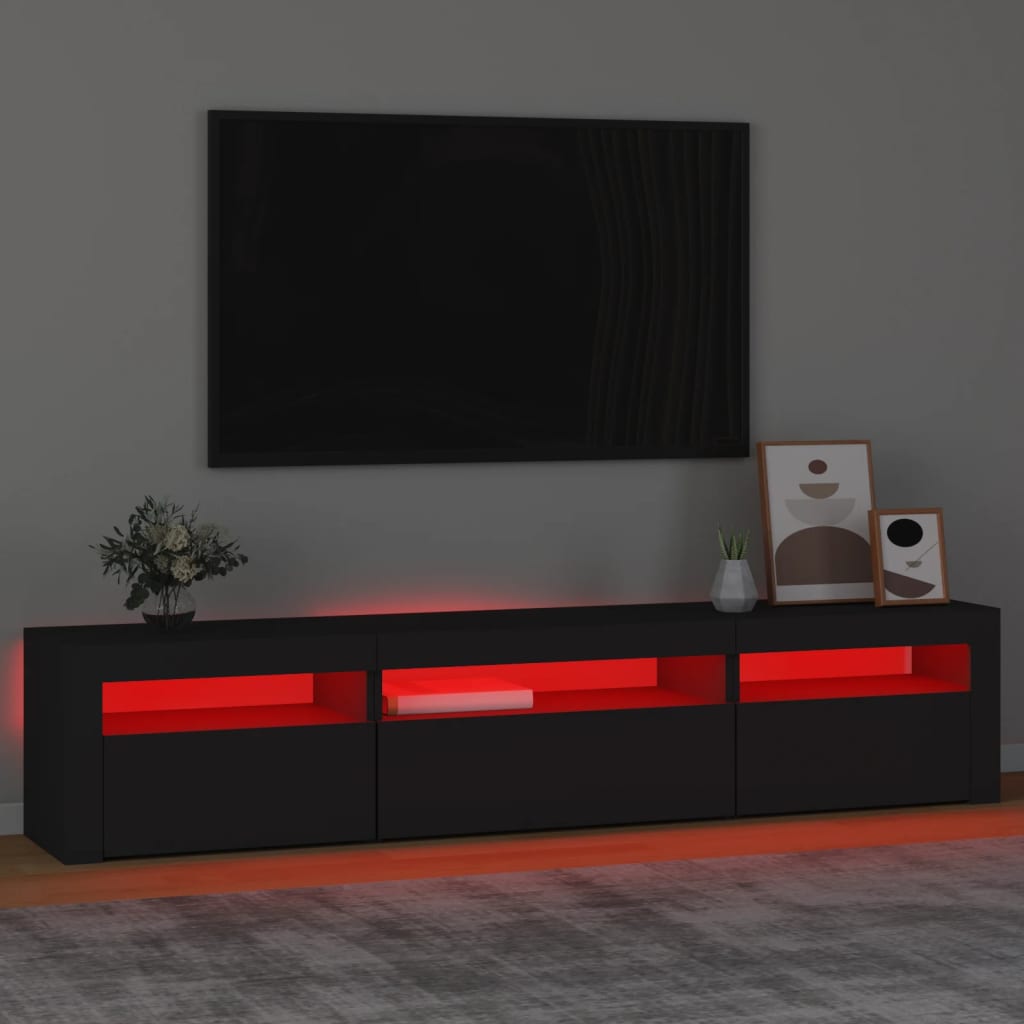 vidaXL TV-Schrank mit LED-Leuchten Schwarz 195x35x40 cm