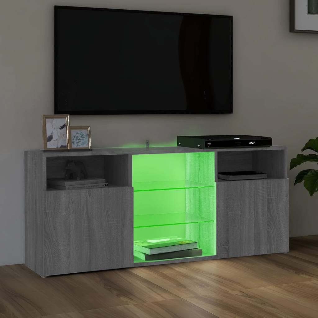 vidaXL TV-Schrank mit LED-Leuchten Grau Sonoma 120x30x50 cm