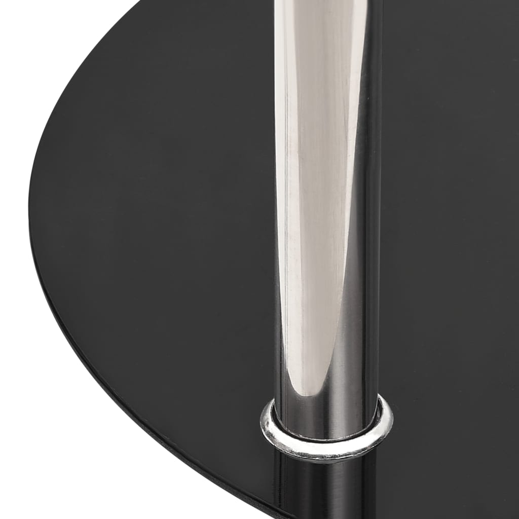 vidaXL Beistelltisch mit 2 Ablagen Transparent & Schwarz 38cm Hartglas