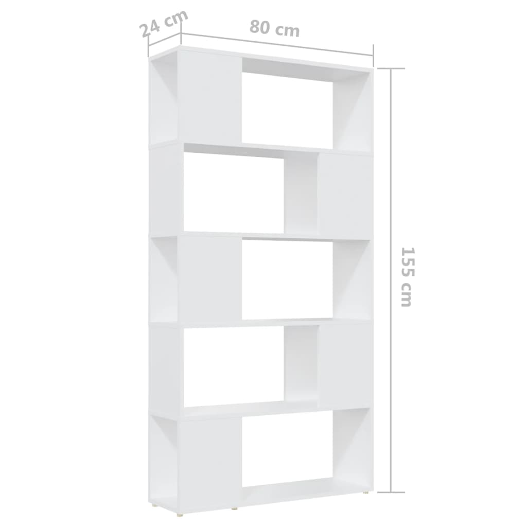 vidaXL Bücherregal Raumteiler Weiß 80x24x155 cm Holzwerkstoff