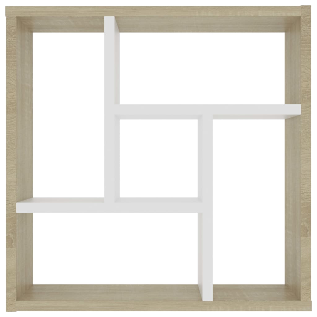 vidaXL Wandregal Weiß und Sonoma-Eiche 45,1x16x45,1 cm Holzwerkstoff