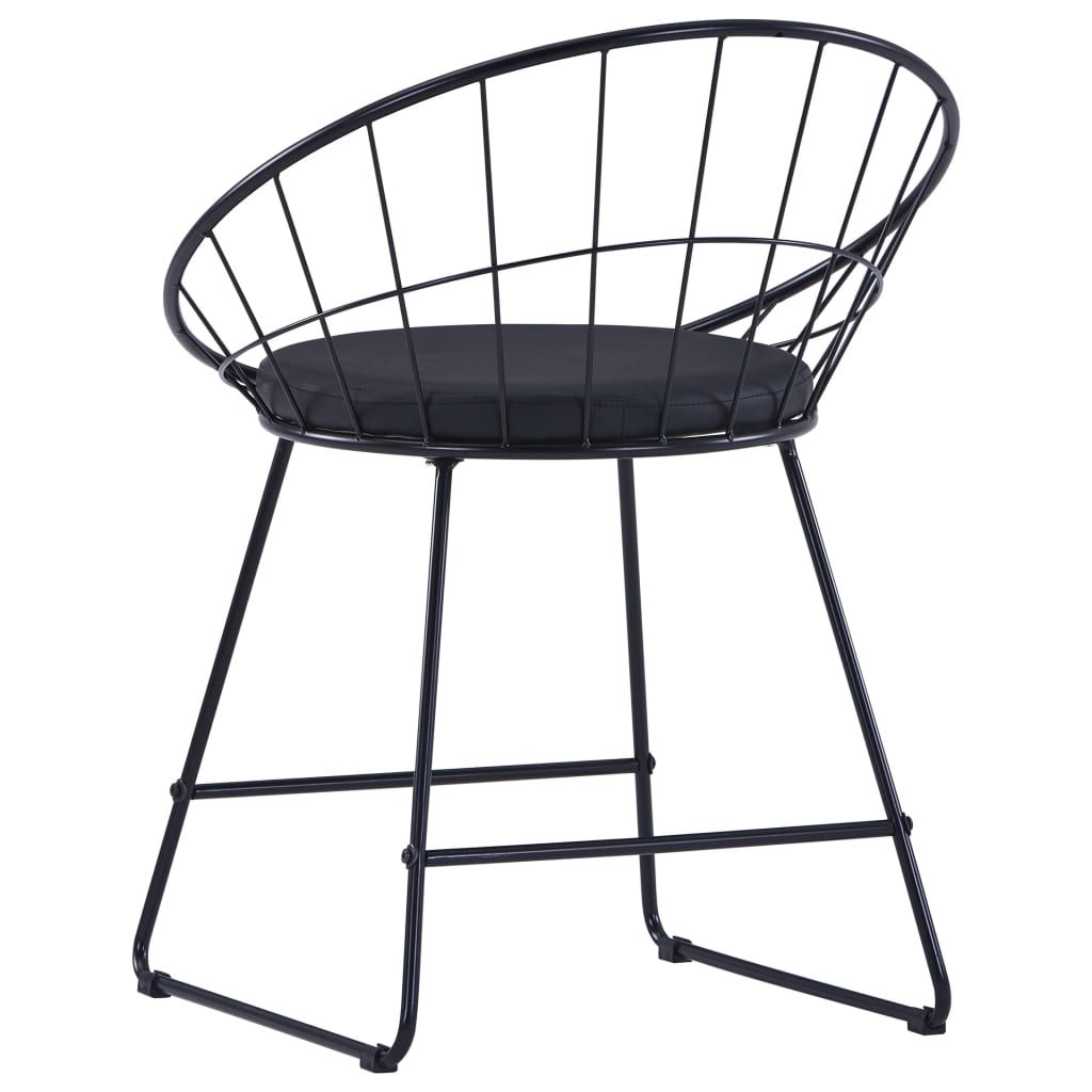 vidaXL Esszimmerstühle mit Kunstledersitzen 2 Stk. Schwarz Stahl