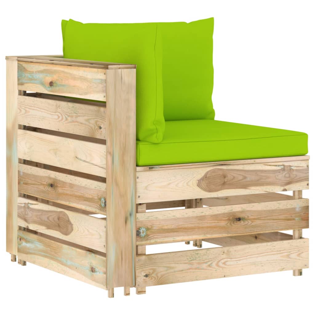 vidaXL 2-Sitzer Outdoor-Sofa mit Kissen Grün Imprägniertes Holz