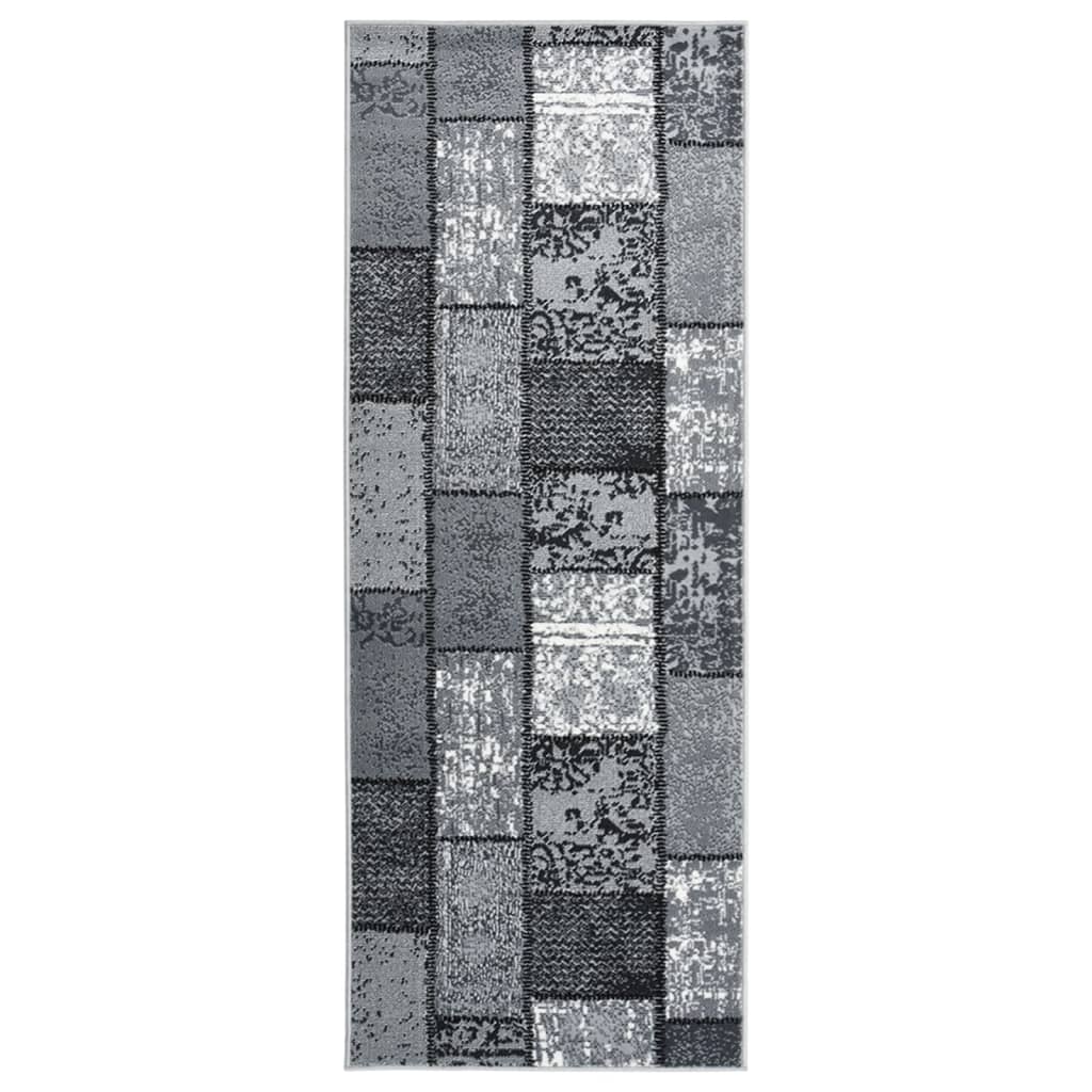 vidaXL Teppichläufer BCF Grau mit Blockmuster 100x200 cm