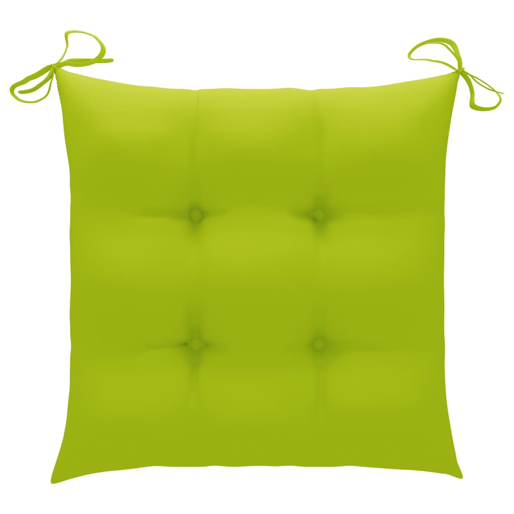 vidaXL Gartenstühle mit Hellgrünen Kissen 6 Stk. Massivholz Teak