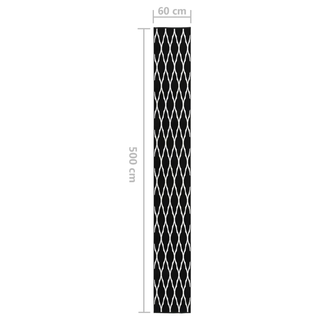 vidaXL Teppichläufer BCF Schwarz und Weiß 60x500 cm