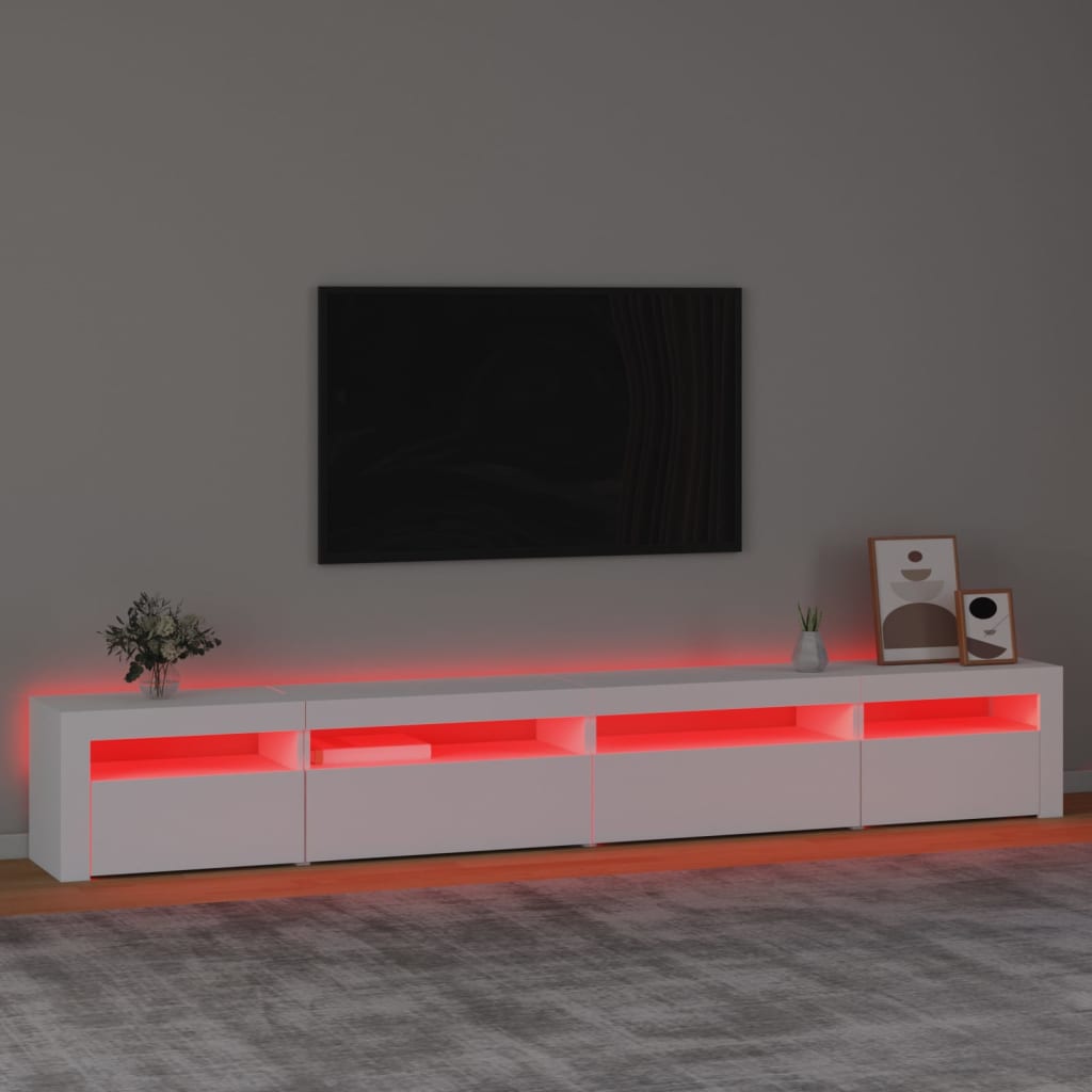 vidaXL TV-Schrank mit LED-Leuchten Weiß 270x35x40 cm