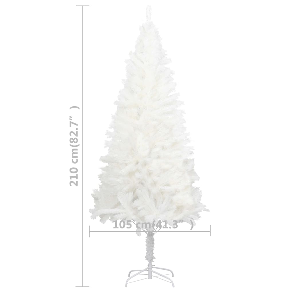 vidaXL Künstlicher Weihnachtsbaum mit Beleuchtung Weiß 210 cm