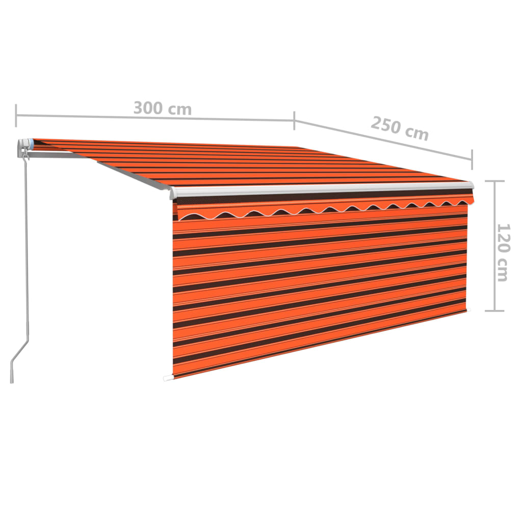 vidaXL Markise Manuell Einziehbar mit Rollo & LED 3x2,5 m Orange Braun