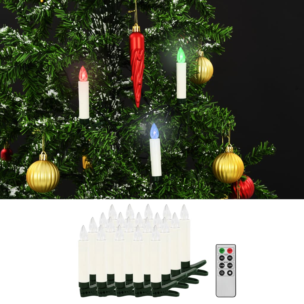 vidaXL Kabellose LED-Weihnachtskerzen mit Fernbedienung 20 Stk. RGB