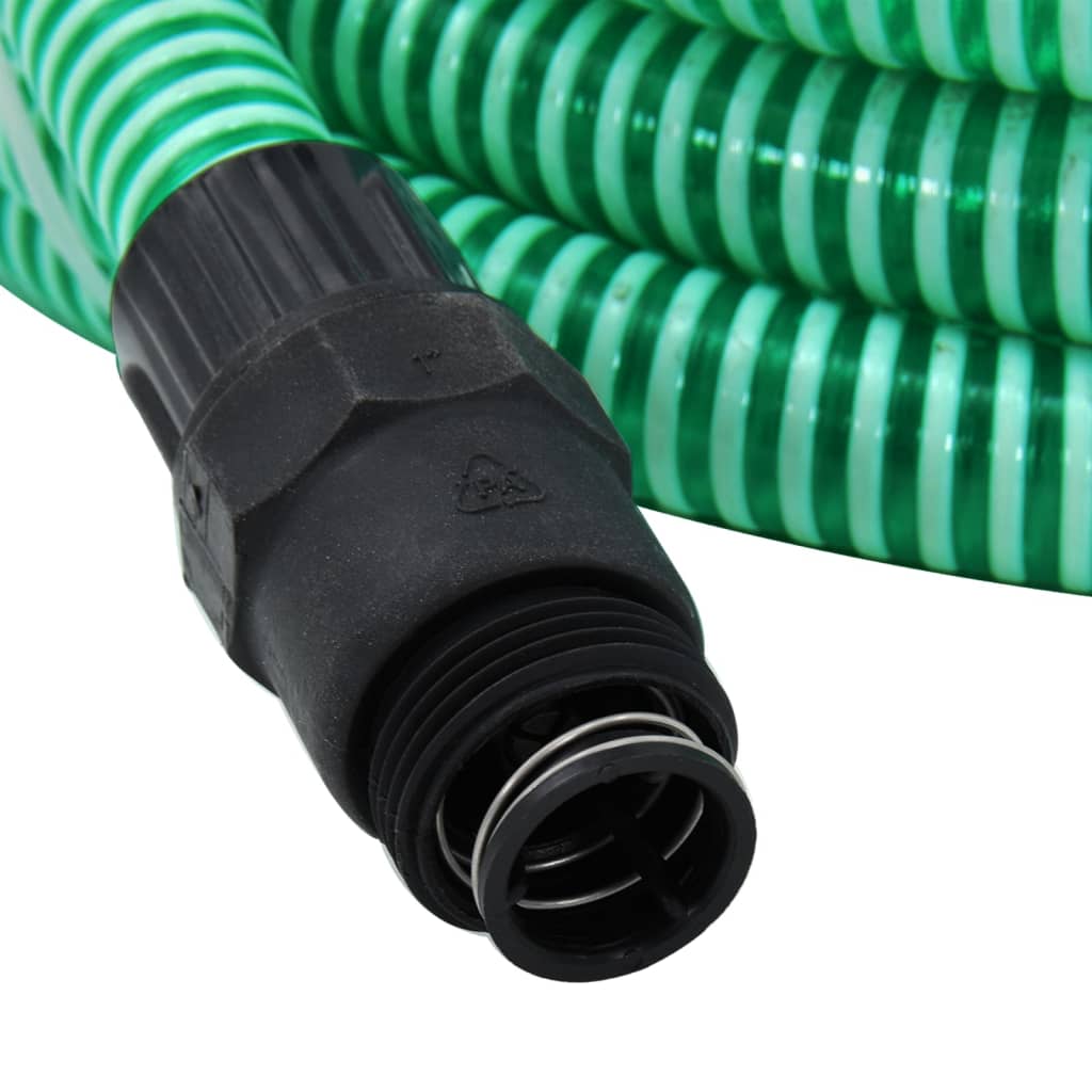 vidaXL Saugschlauch mit PVC-Anschlüssen Grün 1" 4 m PVC