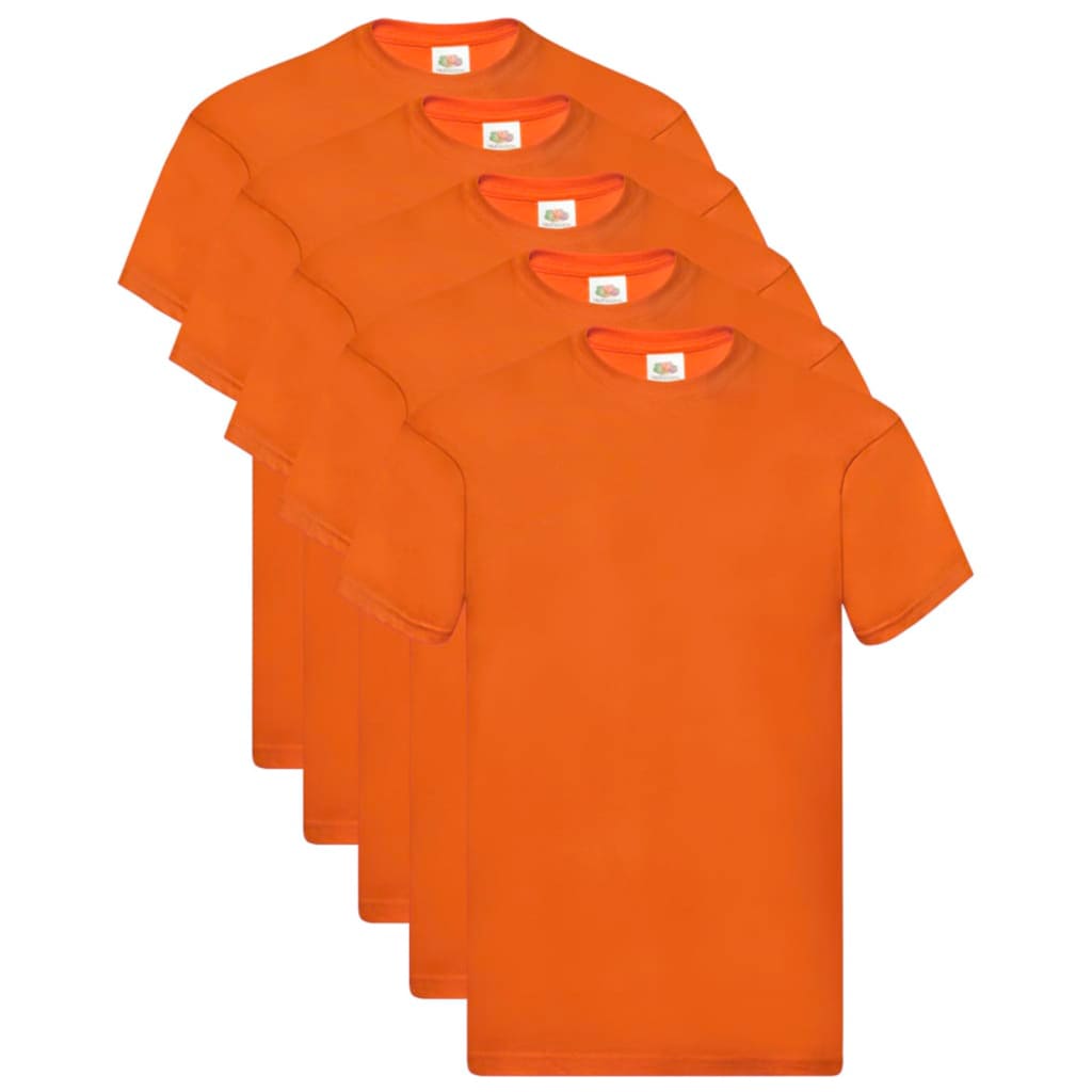 Fruit of the Loom Original T-Shirts 5 Stk. Orange XL Baumwolle