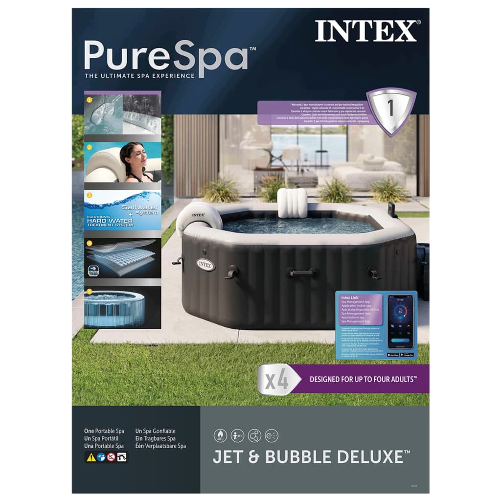Intex Whirlpool mit Massage-Funktion Achteck PureSpa