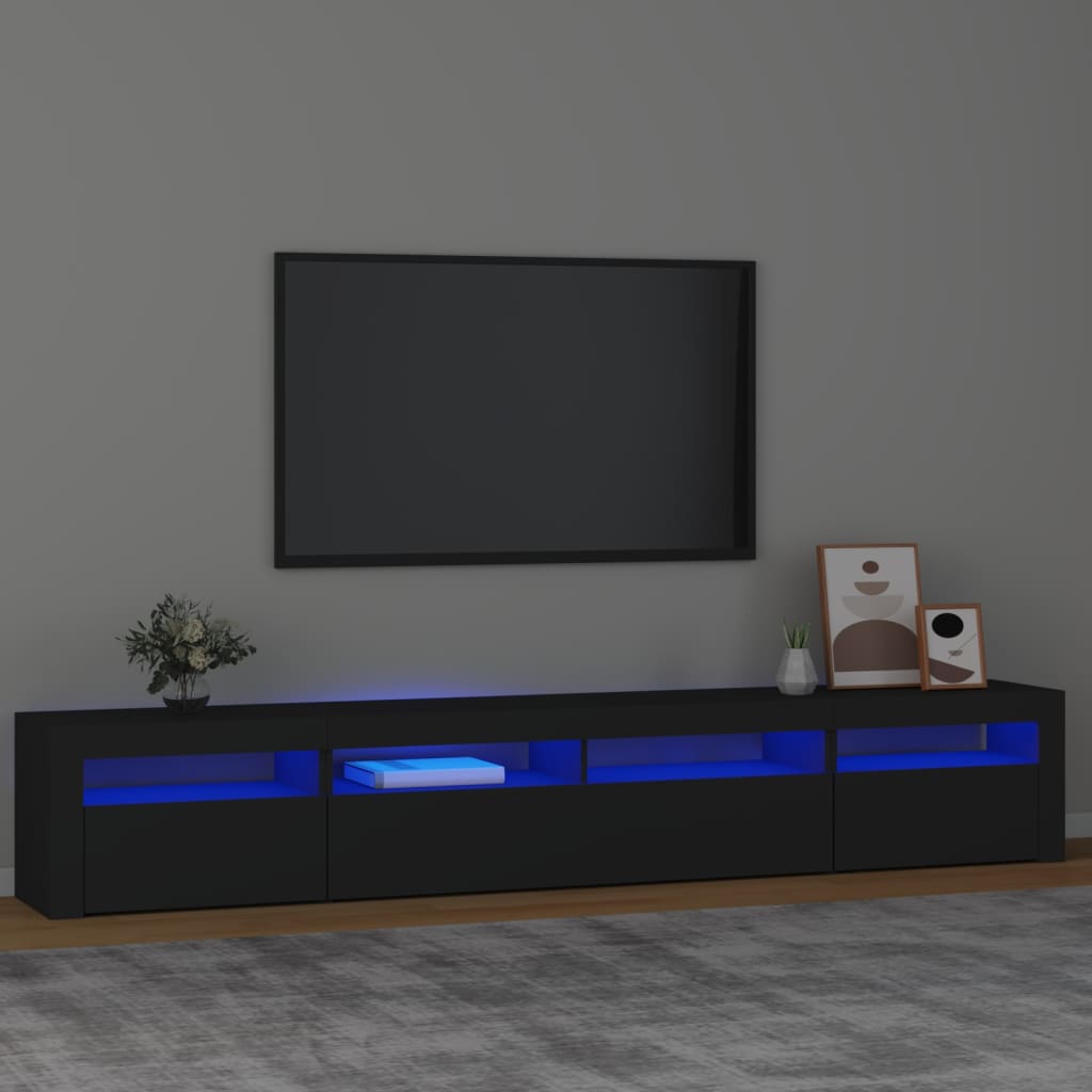 vidaXL TV-Schrank mit LED-Leuchten Schwarz 240x35x40 cm