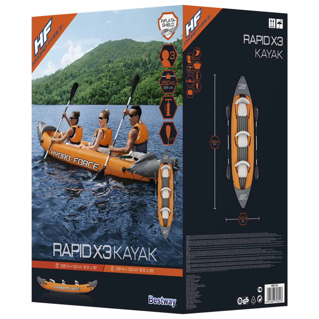 Bestway Hydro-Force Rapid x3 aufblasbares 3-Personen-Kajak-Set