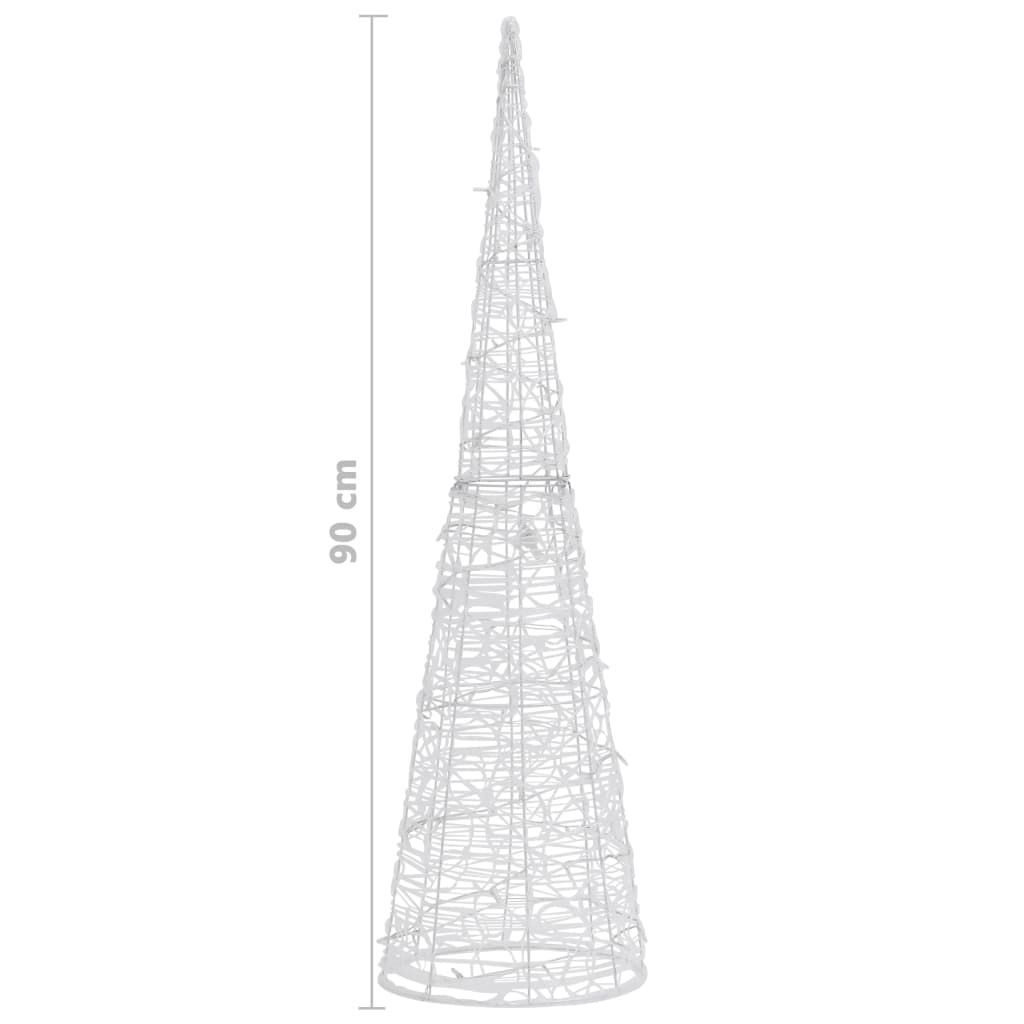 vidaXL LED-Kegel Acryl Weihnachtsdeko Pyramide Kaltweiß 90 cm
