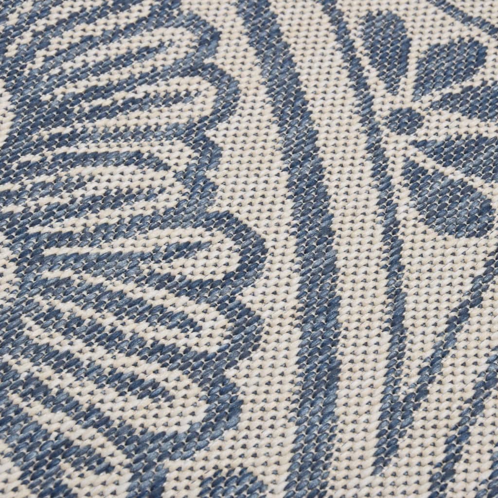 vidaXL Outdoor-Teppich Flachgewebe 100x200 cm Blaues Muster