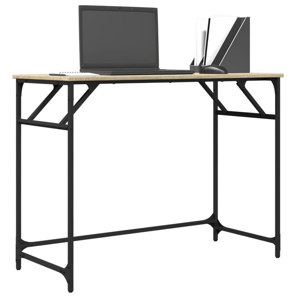 vidaXL Schreibtisch Sonoma-Eiche 100x45x76 cm Holzwerkstoff und Stahl