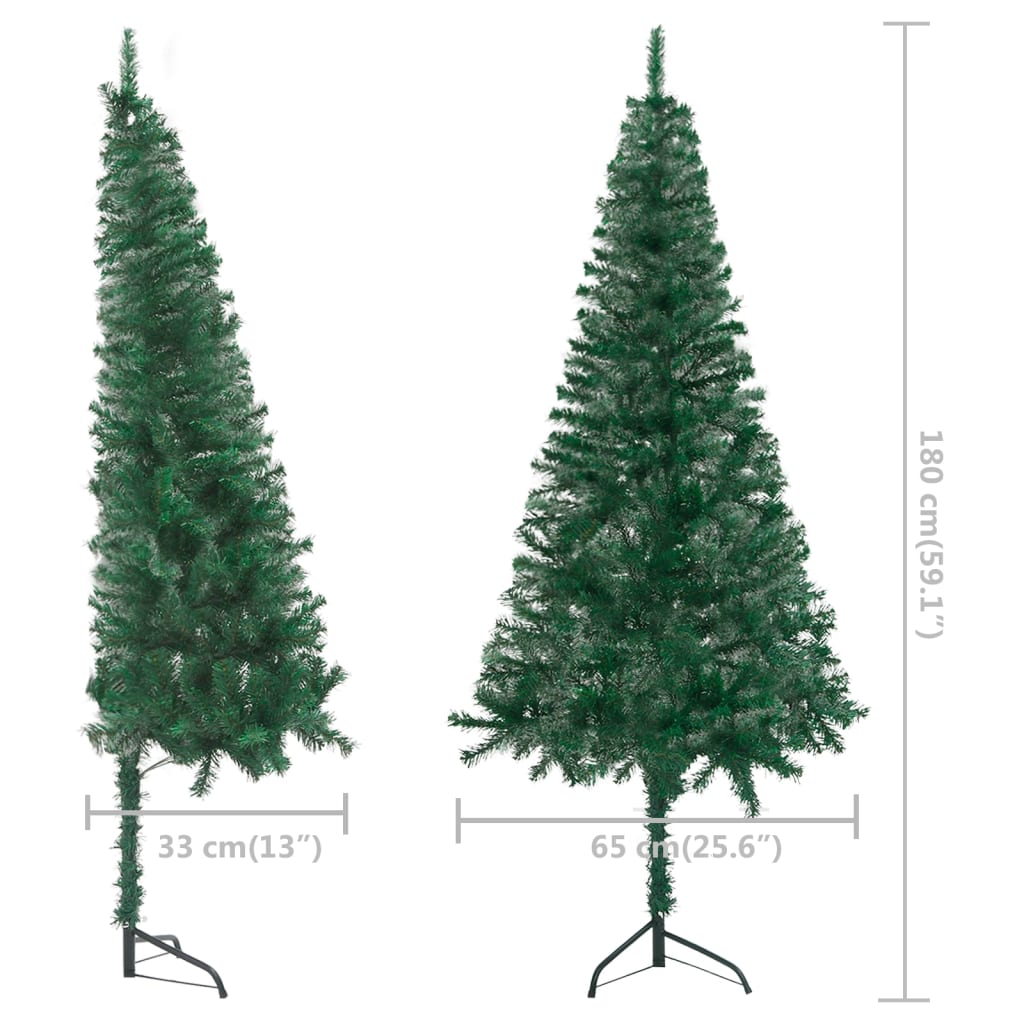 vidaXL Künstlicher Eck-Weihnachtsbaum mit Beleuchtung Grün 180 cm PVC