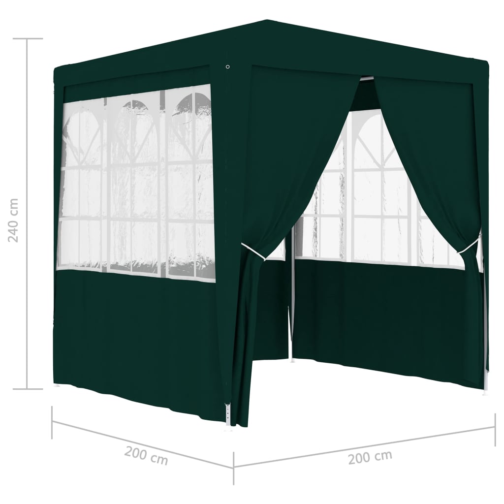 vidaXL Profi-Partyzelt mit Seitenwänden 2×2m Grün 90 g/m²