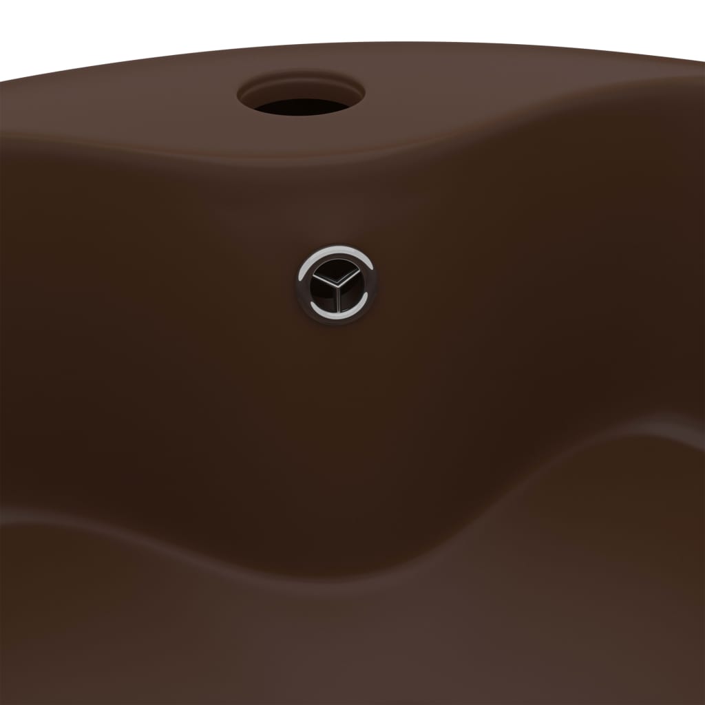 vidaXL Luxus-Waschbecken mit Überlauf Matt Dunkelbraun 36x13cm Keramik