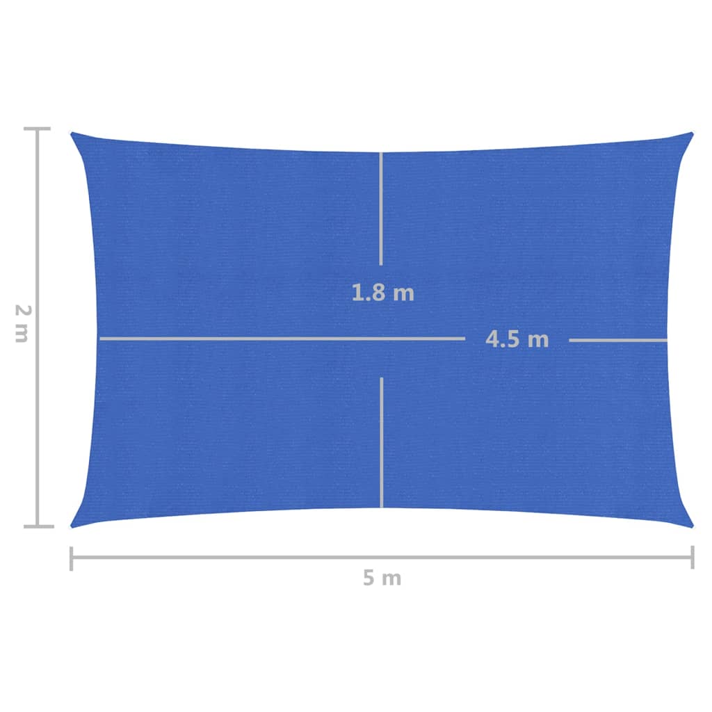 vidaXL Sonnensegel 160 g/m² Blau 2x5 m HDPE