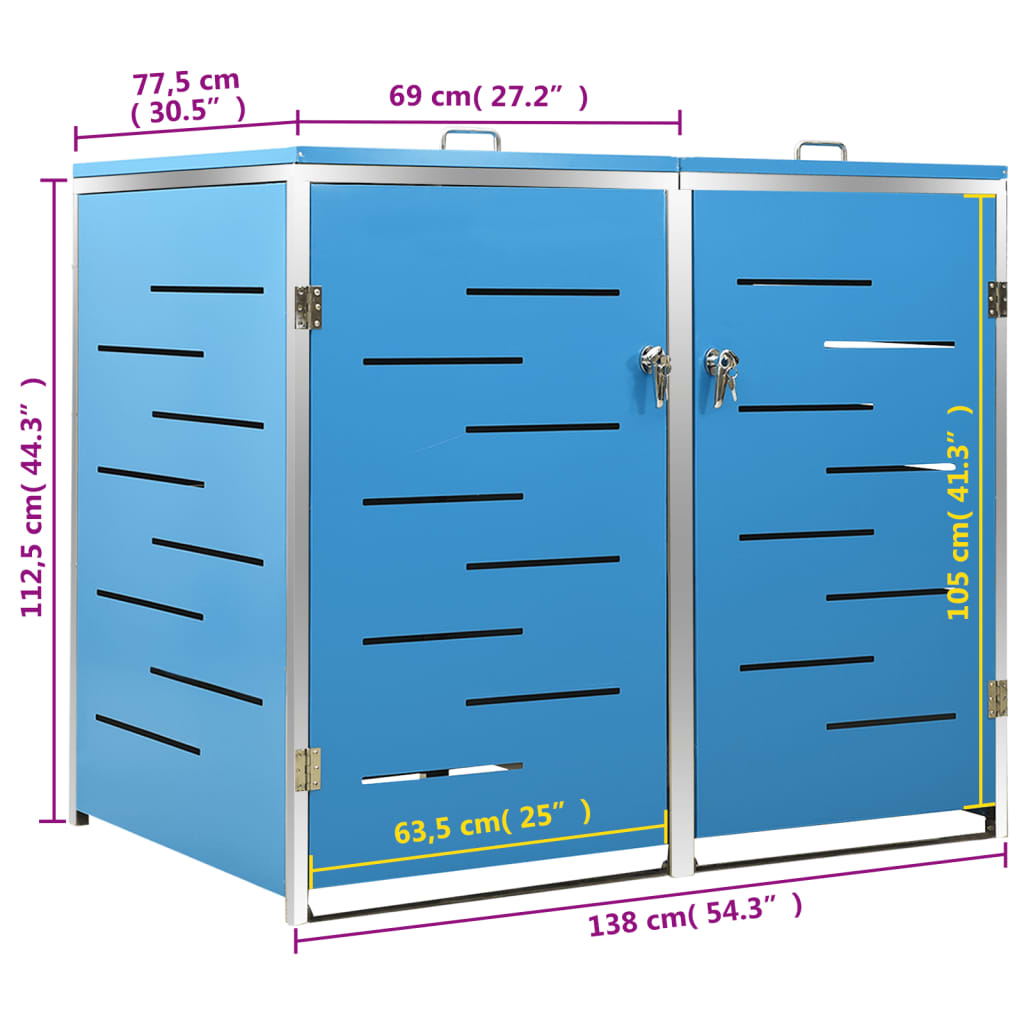 vidaXL Mülltonnenbox für 2 Tonnen 138x77,5x112,5 cm Edelstahl