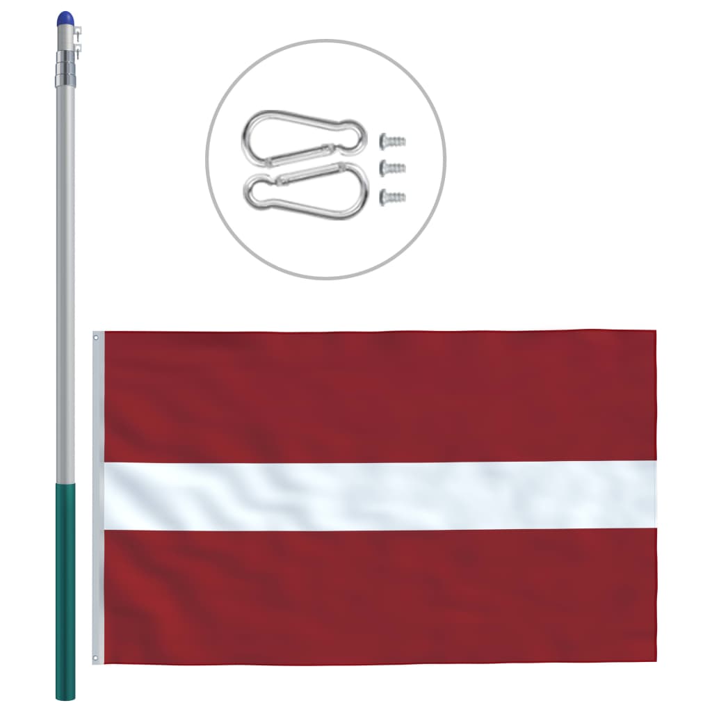 vidaXL Flagge Lettlands und Mast Aluminium 6 m
