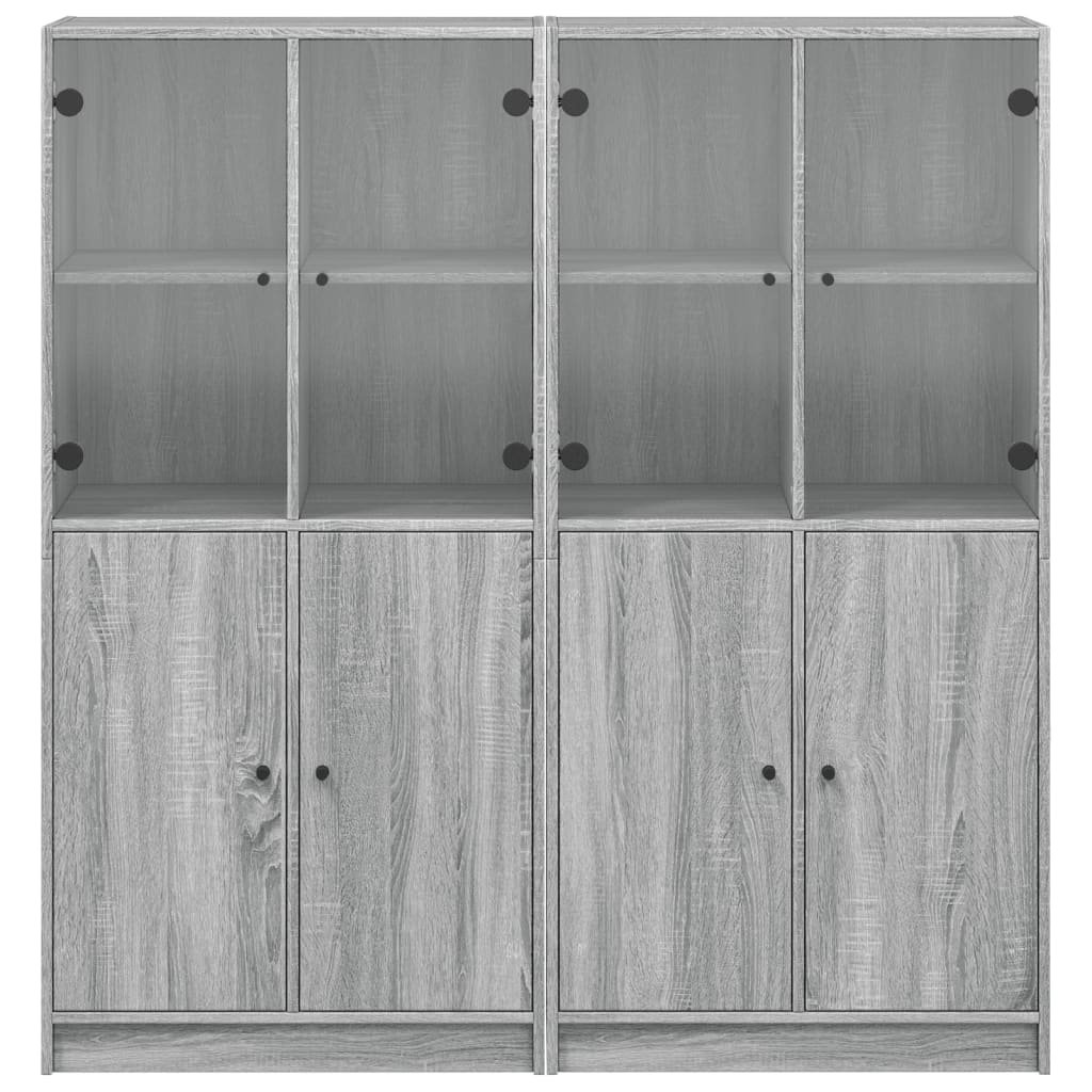vidaXL Bücherschrank mit Türen Grau Sonoma 136x37x142 cm Holzwerkstoff