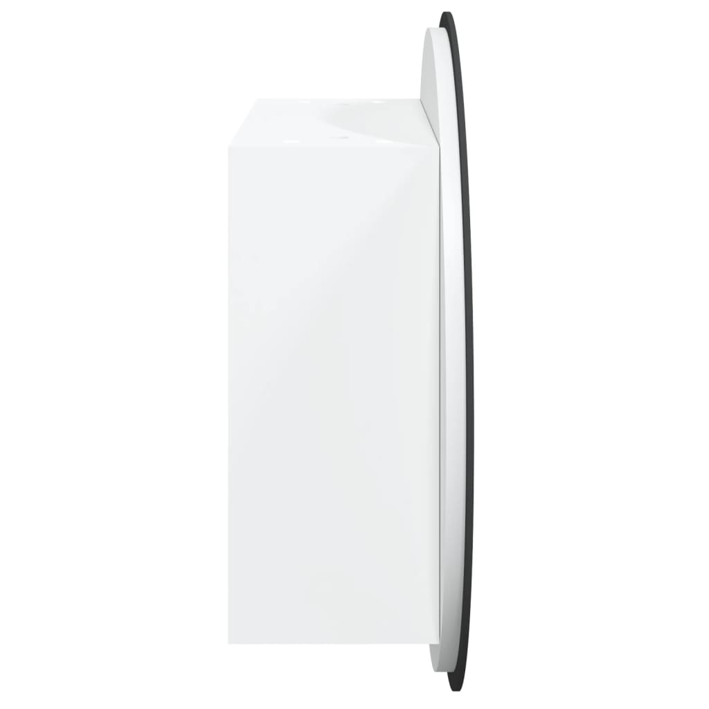 vidaXL Badezimmerschrank mit Rundem Spiegel & LED Weiß 40x40x17,5 cm