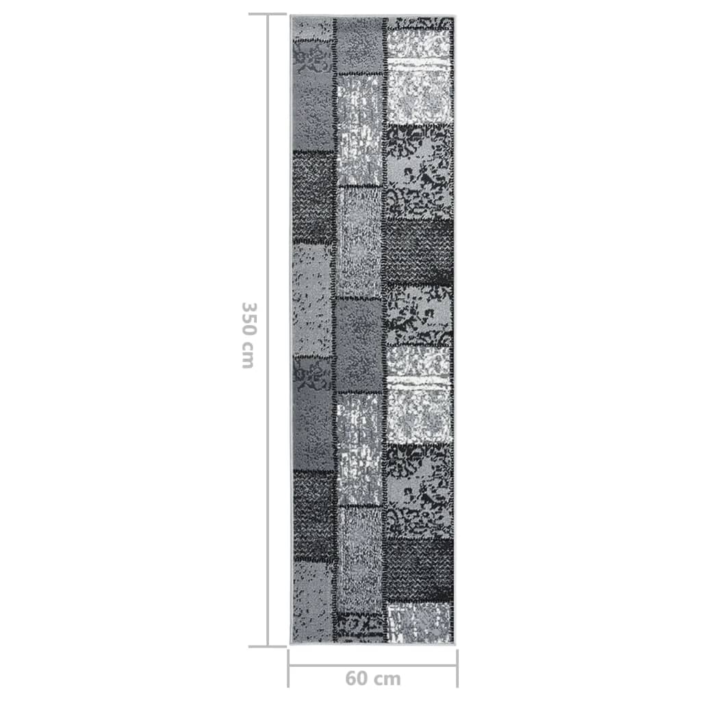 vidaXL Teppichläufer BCF Grau mit Blockmuster 60x350 cm
